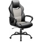 Biuro kėdė F-003, juoda dirbtinė oda su pilku tinkleliu