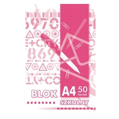 Bloknotas klijuotas KRESKA, A4, 50 lapų, langeliais Bloknotas klijuotas KRESKA, A4, 50 lapų, langeliais