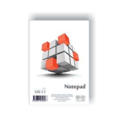 Bloknotas klijuotas SMLT, A5, 50 lapų, langeliais Bloknotas klijuotas SMLT, A5, 50 lapų, langeliais