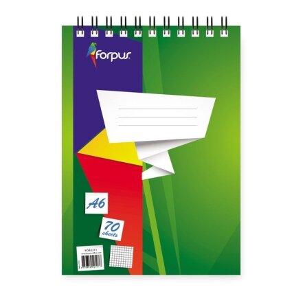 Bloknotas su spirale FORPUS, A6, 70 lapų, langeliais Bloknotas su spirale FORPUS, A6, 70 lapų, langeliais
