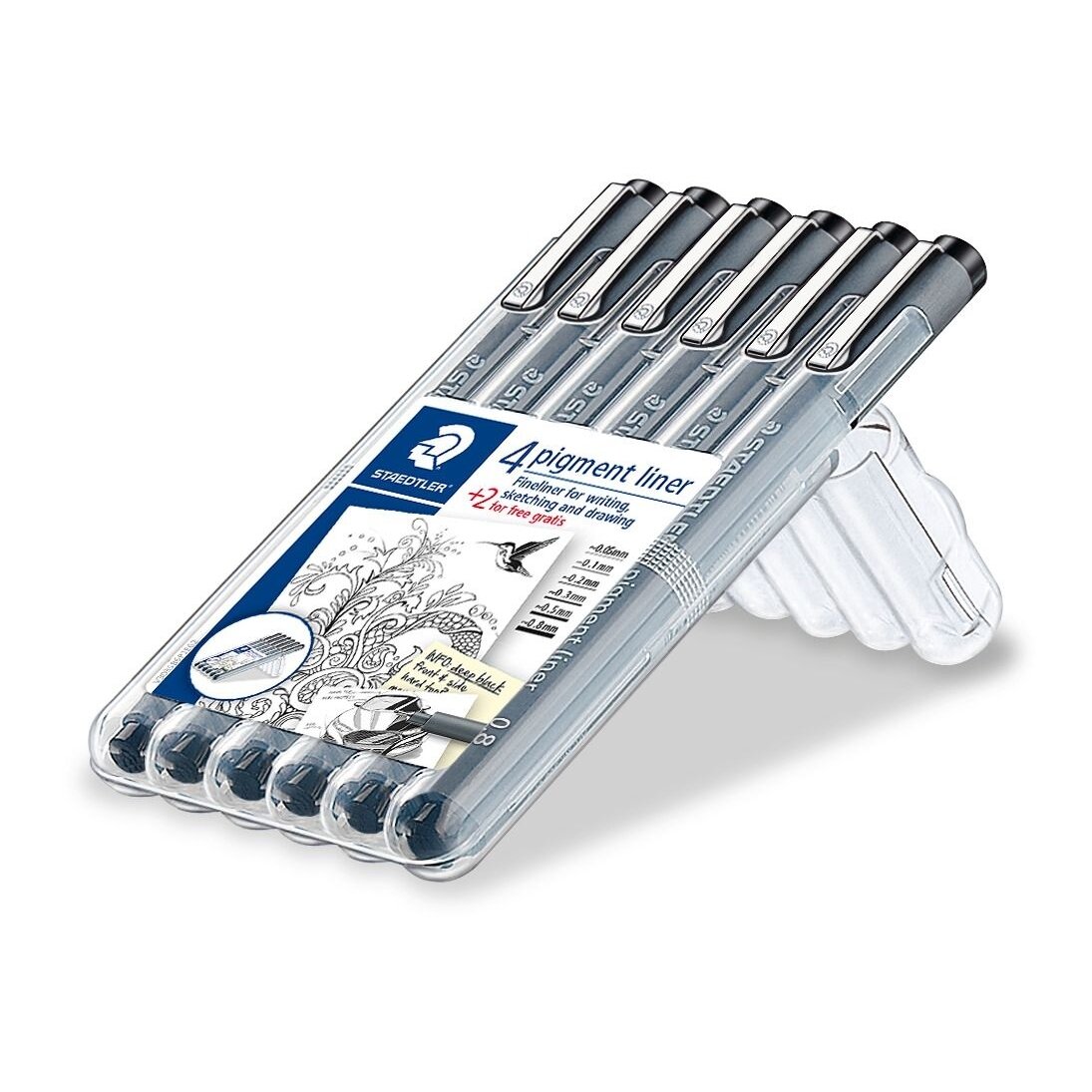 Braižiklis Staedtler PigmentLiner, juodas, rinkinyje 6 skirtingi pločiai Braižiklis Staedtler PigmentLiner, juodas, rinkinyje 6 skirtingi pločiai