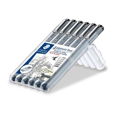 Braižiklis Staedtler PigmentLiner, juodas, rinkinyje 6 skirtingi pločiai Braižiklis Staedtler PigmentLiner, juodas, rinkinyje 6 skirtingi pločiai