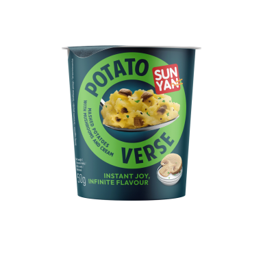 Bulvių košė SUN YAN POTATO VERSE su grybais, indelis, 50g Bulvių košė SUN YAN POTATO VERSE su grybais, indelis, 50g