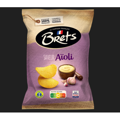 Bulvių traškučiai BRETS, Aioli česnakų padažo skonio, 125g