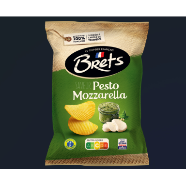 Bulvių traškučiai BRETS, pesto ir mocarelos sūrio skonio, 125 g