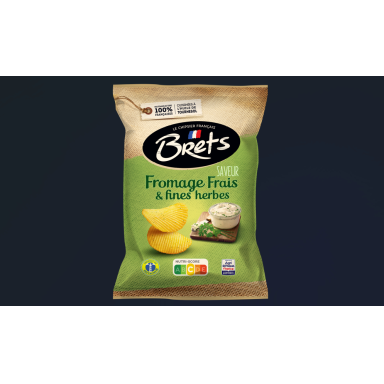 Bulvių traškučiai BRETS, tepamo sūrio ir žolelių skonio, 125g