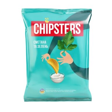 Bulvių traškučiai CHIPSTER'S, grietinės skonio, su žolelėmis, 120 g