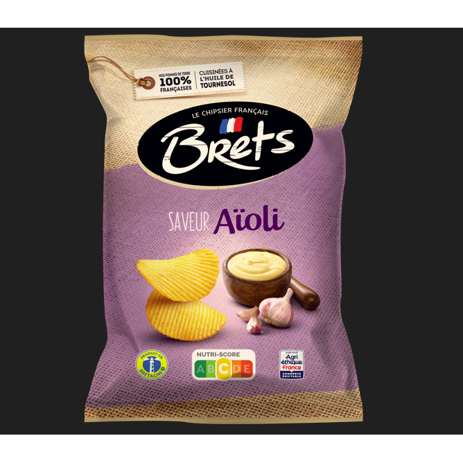 Bulvių traškučiai BRETS, Aioli česnakų padažo skonio, 125g