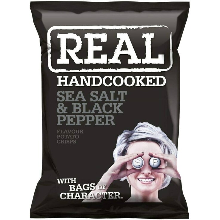 Bulvių traškučiai REAL, jūros druskos ir pipirų skonio, 150 g