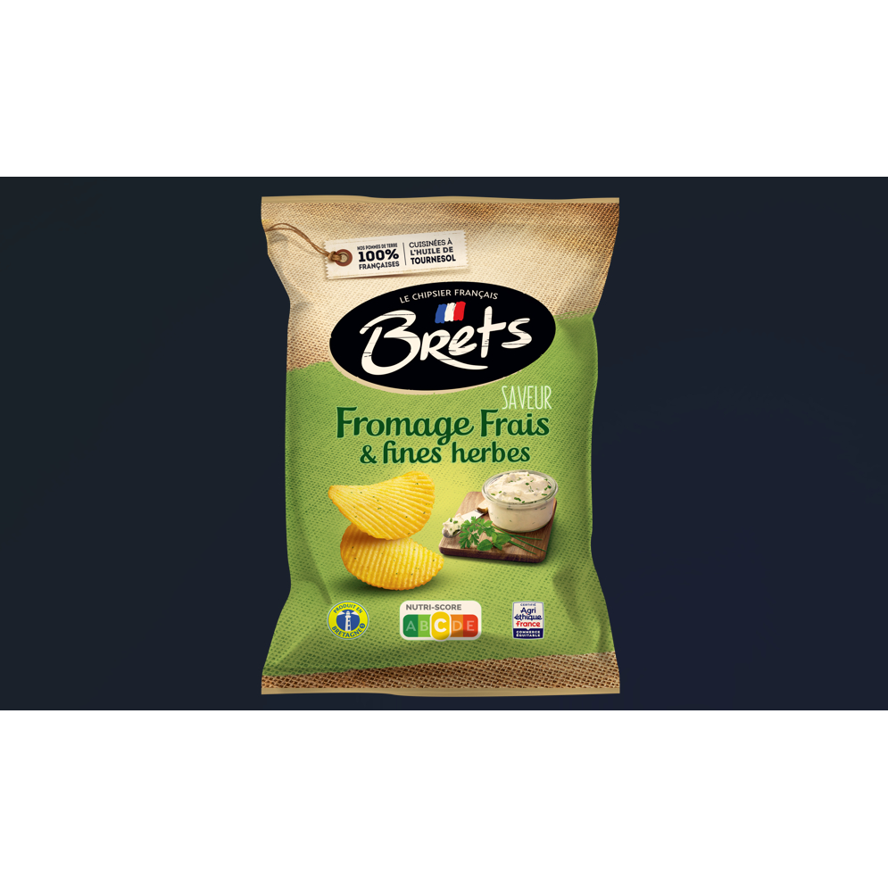 Bulvių traškučiai BRETS, tepamo sūrio ir žolelių skonio, 125g