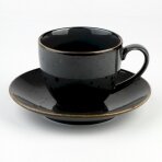 Cottage Graphite, puodelis su lėkštute, porcelianas, 300 ml, D 9 cm, H 8,5 cm