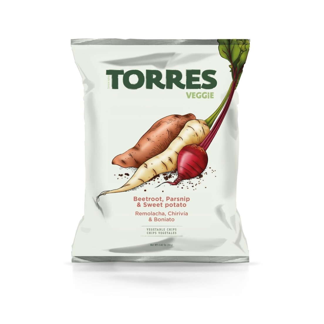 Daržovių traškučiai TORRES, su saulėgrąžų aliejumis ir druska, 90g