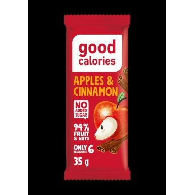 Datulių batonėlis GOOD CALORIES, su džiovintais obuoliais, anakardžiais ir cinamonu, 35 g Datulių batonėlis GOOD CALORIES, su džiovintais obuoliais, anakardžiais ir cinamonu, 35 g