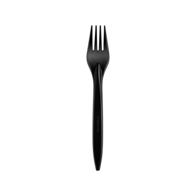 Daugkartinė šakutė, juodos spalvos, plastikinė, 18 cm, 100 vnt. Daugkartinė šakutė, juodos spalvos, plastikinė, 18 cm, 100 vnt.