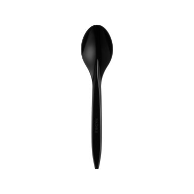 Daugkartinis šaukštas, juodos spalvos, plastikinis, 18 cm, 100 vnt. Daugkartinis šaukštas, juodos spalvos, plastikinis, 18 cm, 100 vnt.