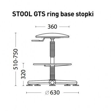 Darbo kėdė STOOL GTS RING STOPKI, dirbtinė oda, V-14, juoda sp. 1