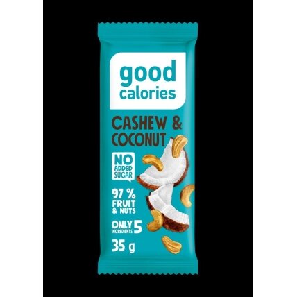 Datulių batonėlis GOOD CALORIES, su anakardžiais, žemės riešutais ir kokosais, 35 g Datulių batonėlis GOOD CALORIES, su anakardžiais, žemės riešutais ir kokosais, 35 g