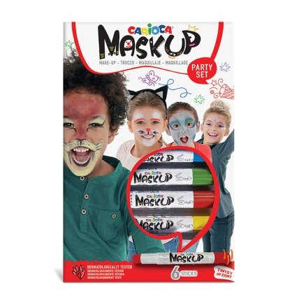 Dažai veidui CARIOCA Mask Up Party, 6 spalvos Dažai veidui CARIOCA Mask Up Party, 6 spalvos