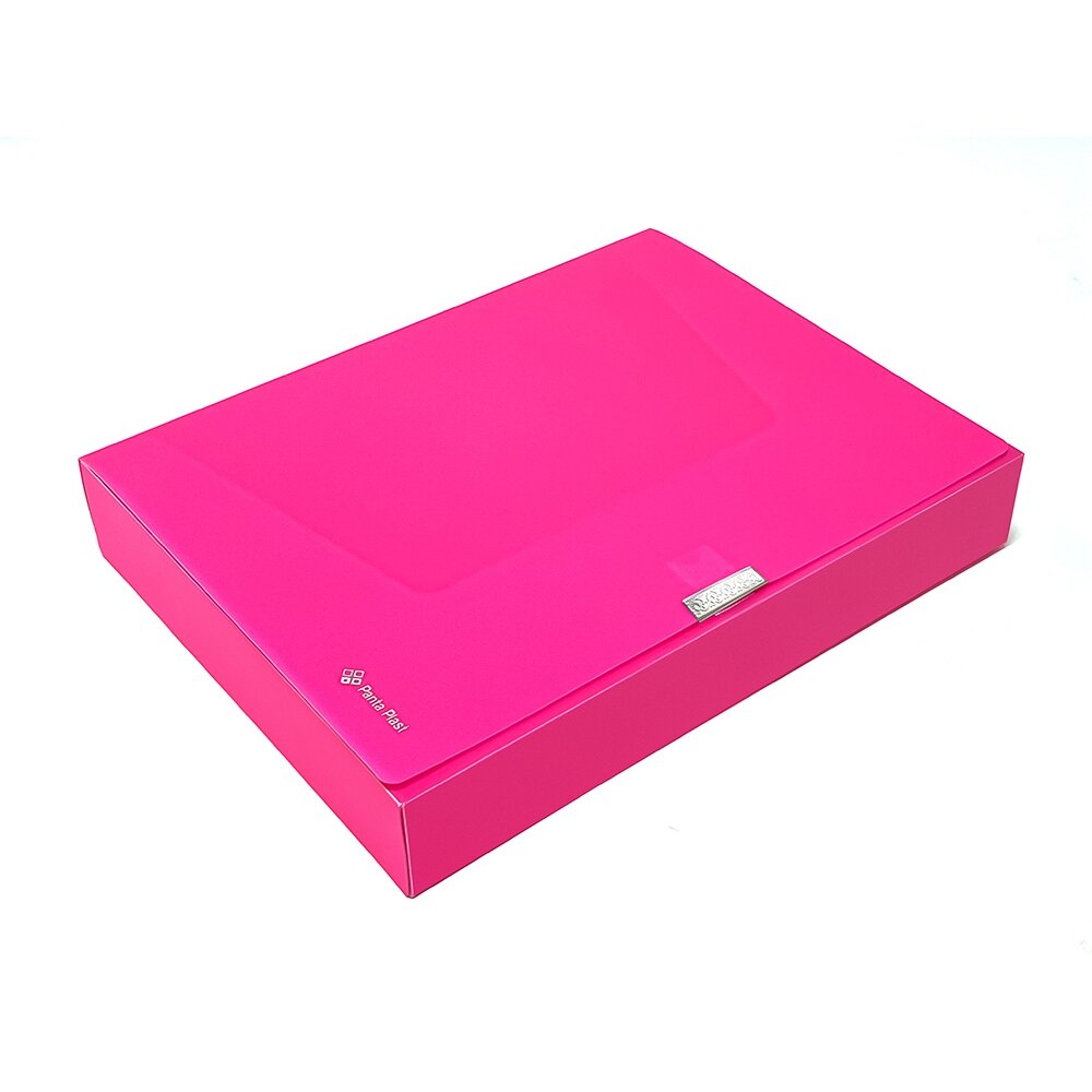 Dėklas - dėžutė dokumentams PANTA PLAST Neon, PP, A4, 55 mm, rožinės sp.