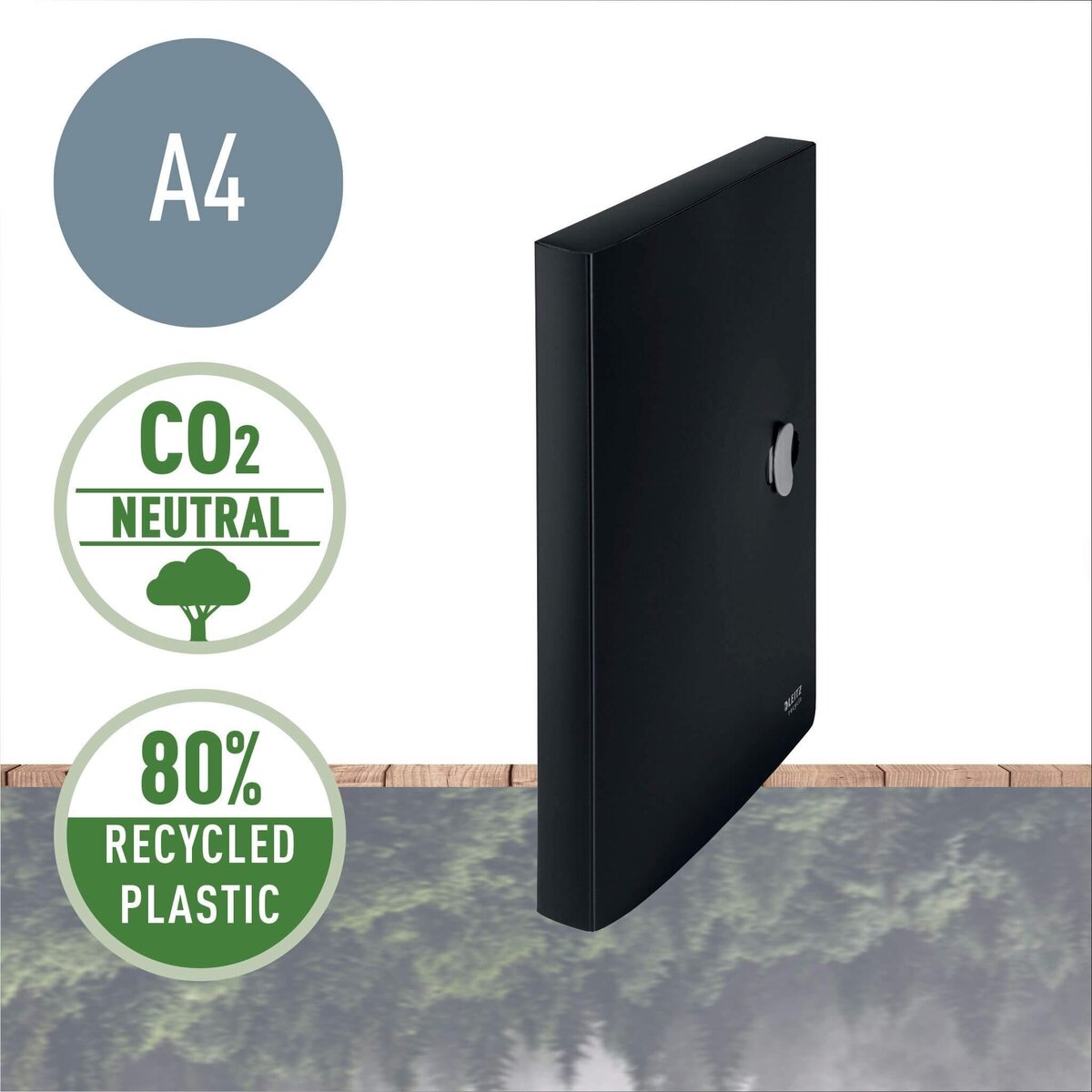 Dėklas - dėžutė Leitz Recycle, A4, PP, juoda 1 Dėklas - dėžutė Leitz Recycle, A4, PP, juoda 1
