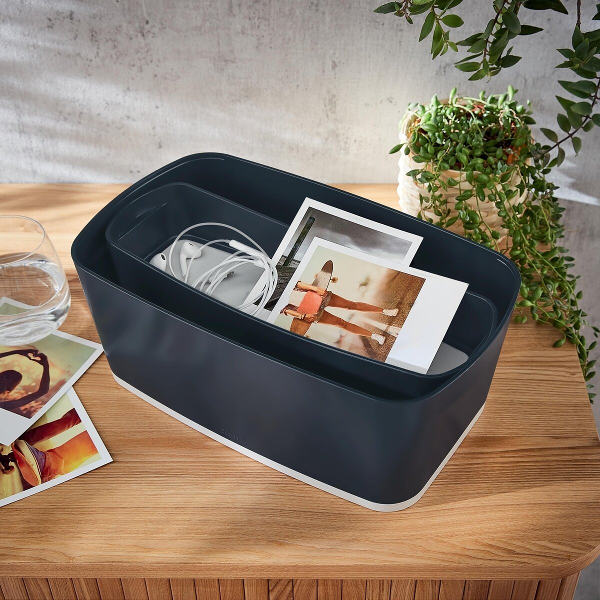 Dėžutė daiktams Cosy L:MyBox, pailga, pilkos sp. 2