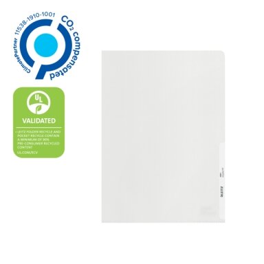 Dėklas dokumentams Leitz Recycle CO2 Neutral, A4, L formos, (pak. -25vnt.), matinės sp. Dėklas dokumentams Leitz Recycle CO2 Neutral, A4, L formos, (pak. -25vnt.), matinės sp.