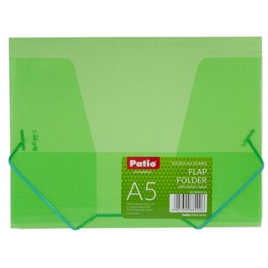 Dėklas dokumentams PATIO su gumele, PP, A5, žalios sp.