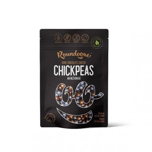 Dekoratyvūs skrudinti avinžirniai ROUNDOOZE, juodame šokolade, 150 g 1