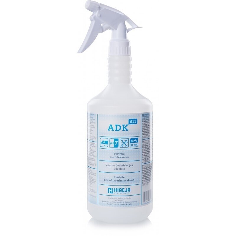 Dezinfekcinė priemonė ADK-611, su purkštuku, 1 l Dezinfekcinė priemonė ADK-611, su purkštuku, 1 l