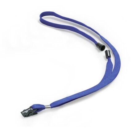 Dirželis vardinei kortelei su plastikiniu apsaugos segtuku DURABLE, (pak. -10 vnt.), tamsiai mėlynas Dirželis vardinei kortelei su plastikiniu apsaugos segtuku DURABLE, (pak. -10 vnt.), tamsiai mėlynas