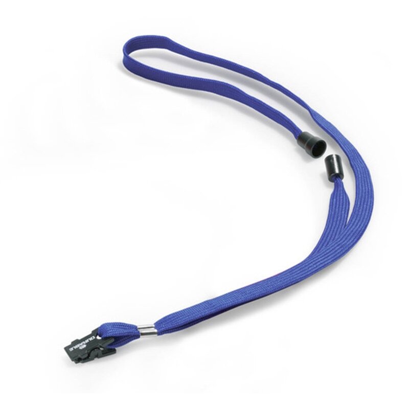 Dirželis vardinei kortelei su plastikiniu apsaugos segtuku DURABLE, (pak. -10 vnt.), tamsiai mėlynas Dirželis vardinei kortelei su plastikiniu apsaugos segtuku DURABLE, (pak. -10 vnt.), tamsiai mėlynas