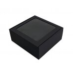 Dovanų dėžutė, juoda, kvadratinė, su langeliu