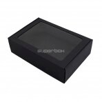Dovanų dėžutė su PVC langeliu, juoda, A4, 305 x 215 x 85