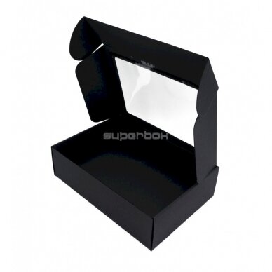 Dovanų dėžutė su PVC langeliu, juoda, A4, 305 x 215 x 85 2