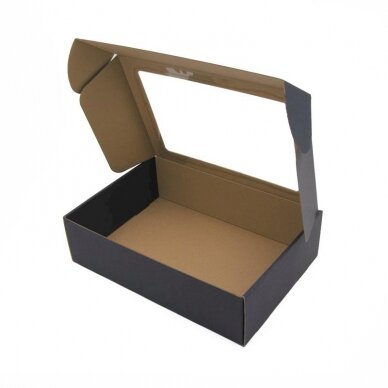 Dovanų dėžutė su PVC langeliu, juoda, A4, 305 x 215 x 85 4
