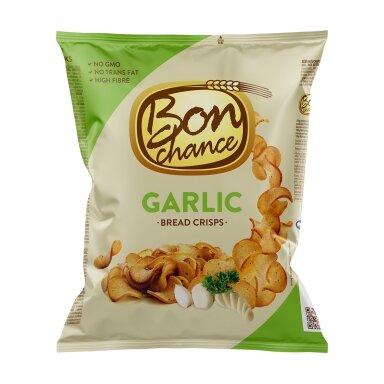 Duonos traškučiai BON CHANCE, su česnaku, 120 g Duonos traškučiai BON CHANCE, su česnaku, 120 g
