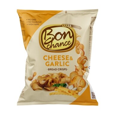 Duonos traškučiai BON CHANCE sūrio ir česnakų skonio, 120 g