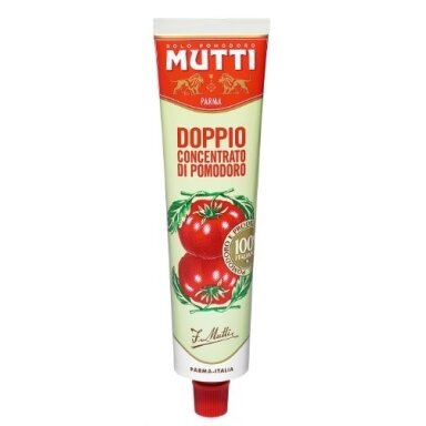 Dvigubo koncentrato pomidorų pasta MUTTI, Estero, 130g. Dvigubo koncentrato pomidorų pasta MUTTI, Estero, 130g.