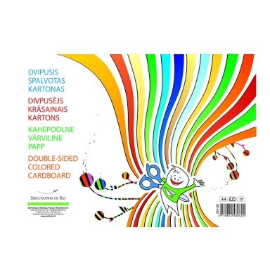 Dvipusis spalvotas kartonas SMLT, A4, 8 lapai, 190 g/m² Dvipusis spalvotas kartonas SMLT, A4, 8 lapai, 190 g/m²