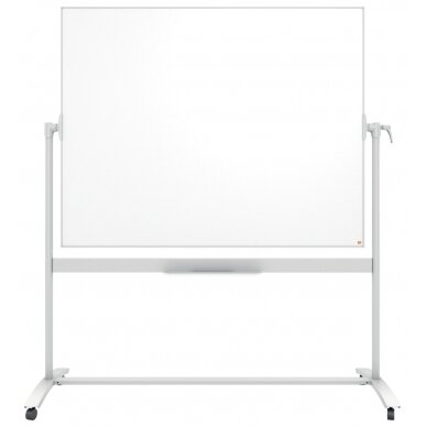 Dvipusė vartoma emaliuota magnetinė lenta NOBO Prsestige 120x150 cm, mobilus stovas, balta sp. 1