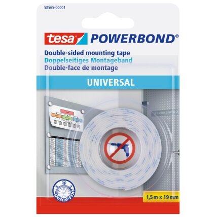 Dvipusė lipni juosta vidaus darbams TESA Universal, 1,5x19mm Dvipusė lipni juosta vidaus darbams TESA Universal, 1,5x19mm
