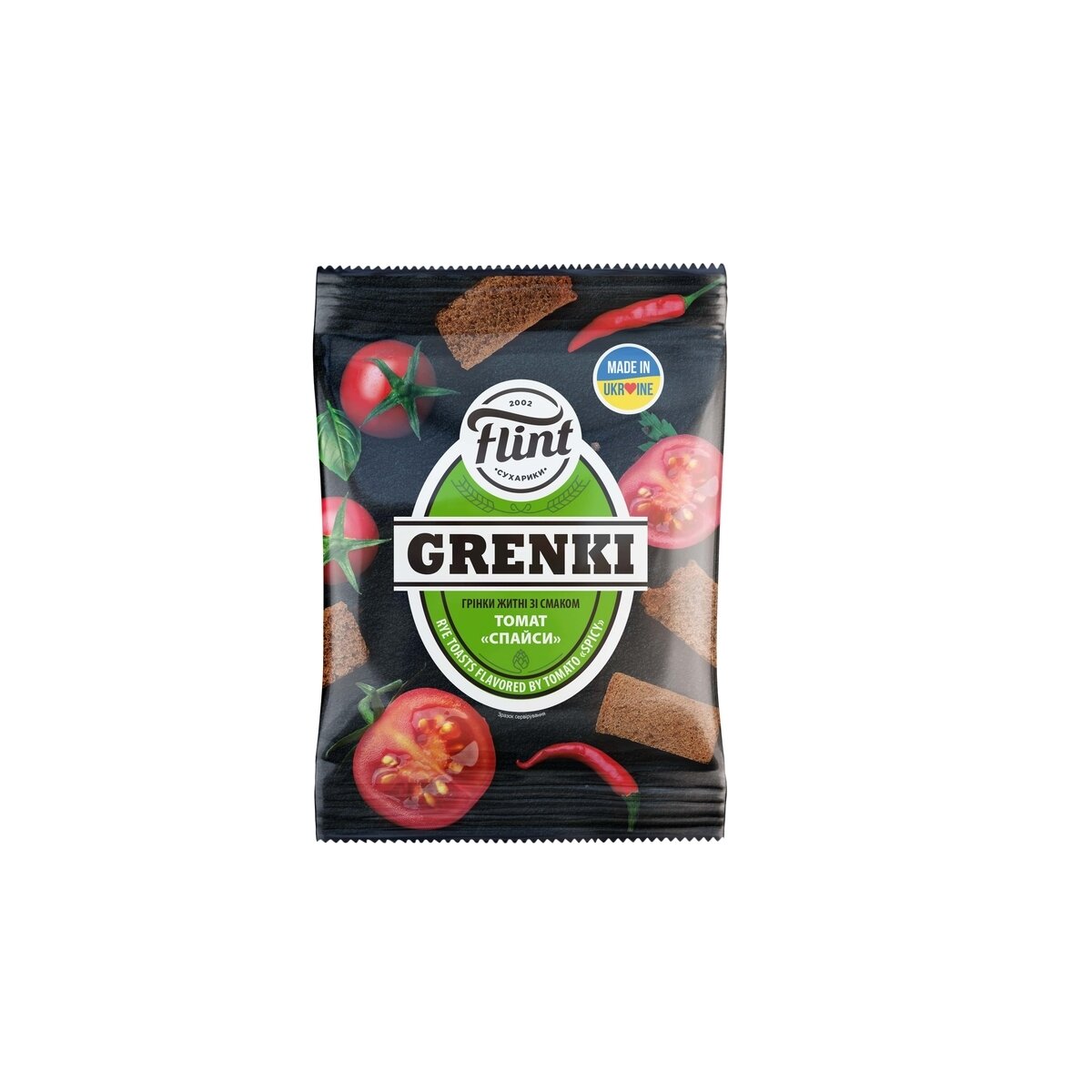 Džiūvėsėliai FLINT, ruginiai, aštraus pomidorų skonio, 80 g