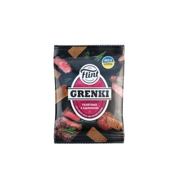Džiūvėsėliai FLINT, ruginiai, veršienos skonio, su adžika padažu, 80 g