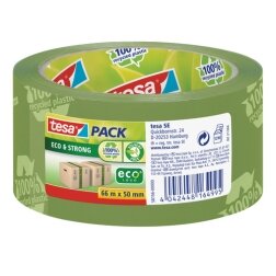 Ekologiška ir stipri pakavimo juosta TESAPACK Eco & Strong, 66m x 50mm, žalios sp.