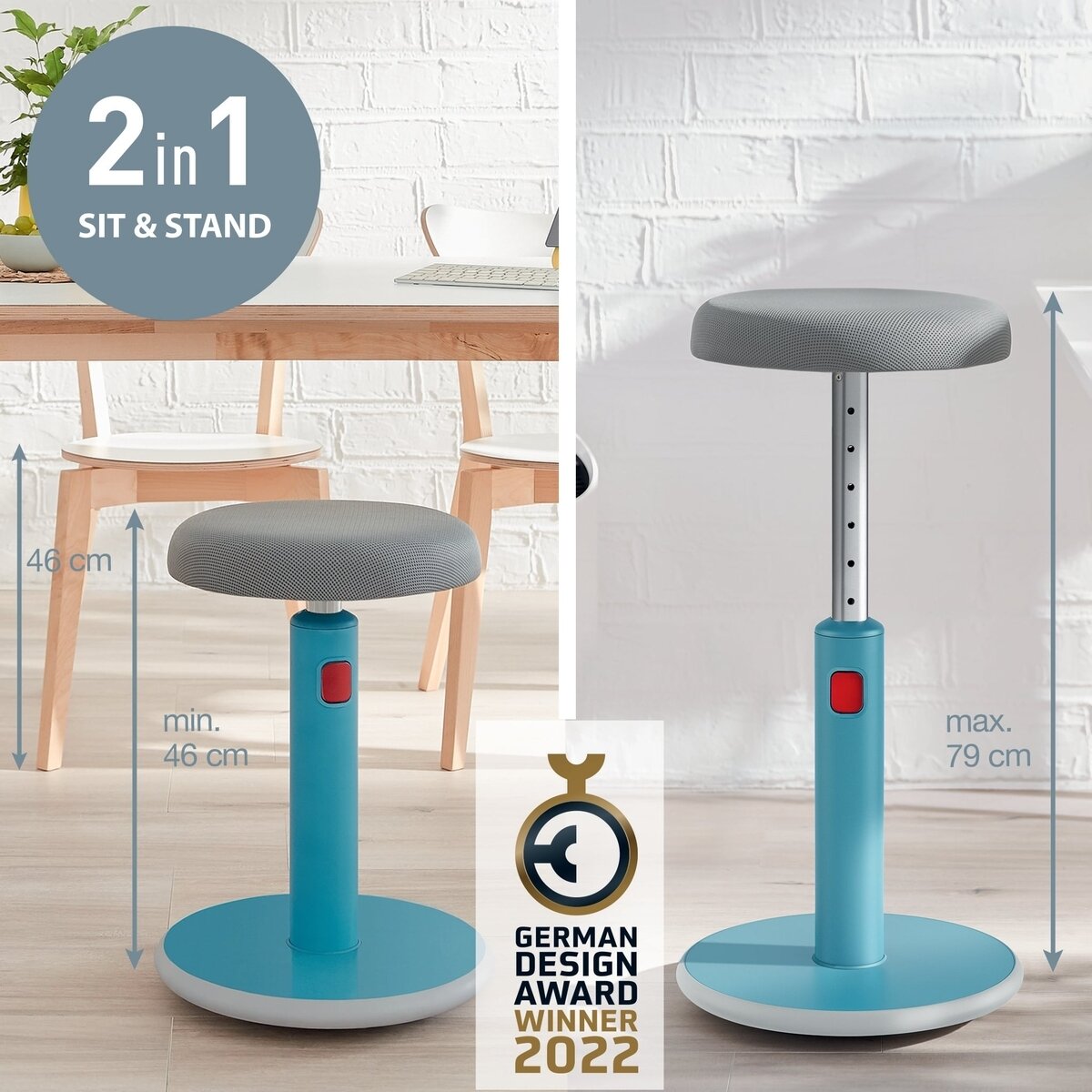 Ergonomiška kėdė Leitz Ergo Cosy, „du viename“, ramios mėlynos spalvos 1