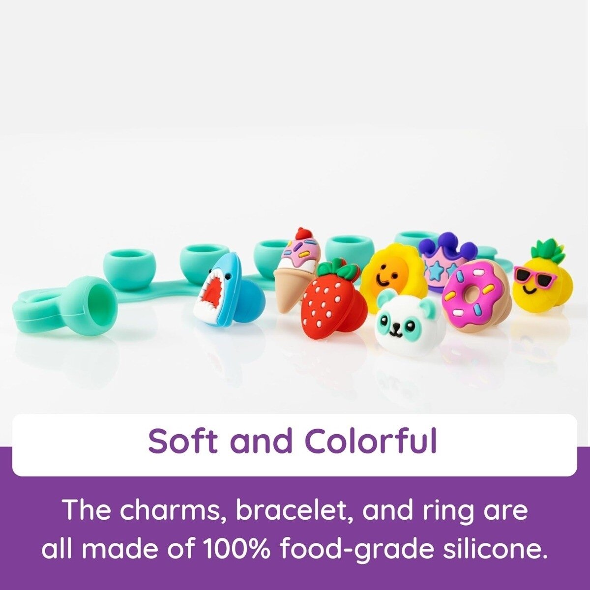 Fat Brain Toys Plip Charms silikoninė apyrankė - violetinė 1