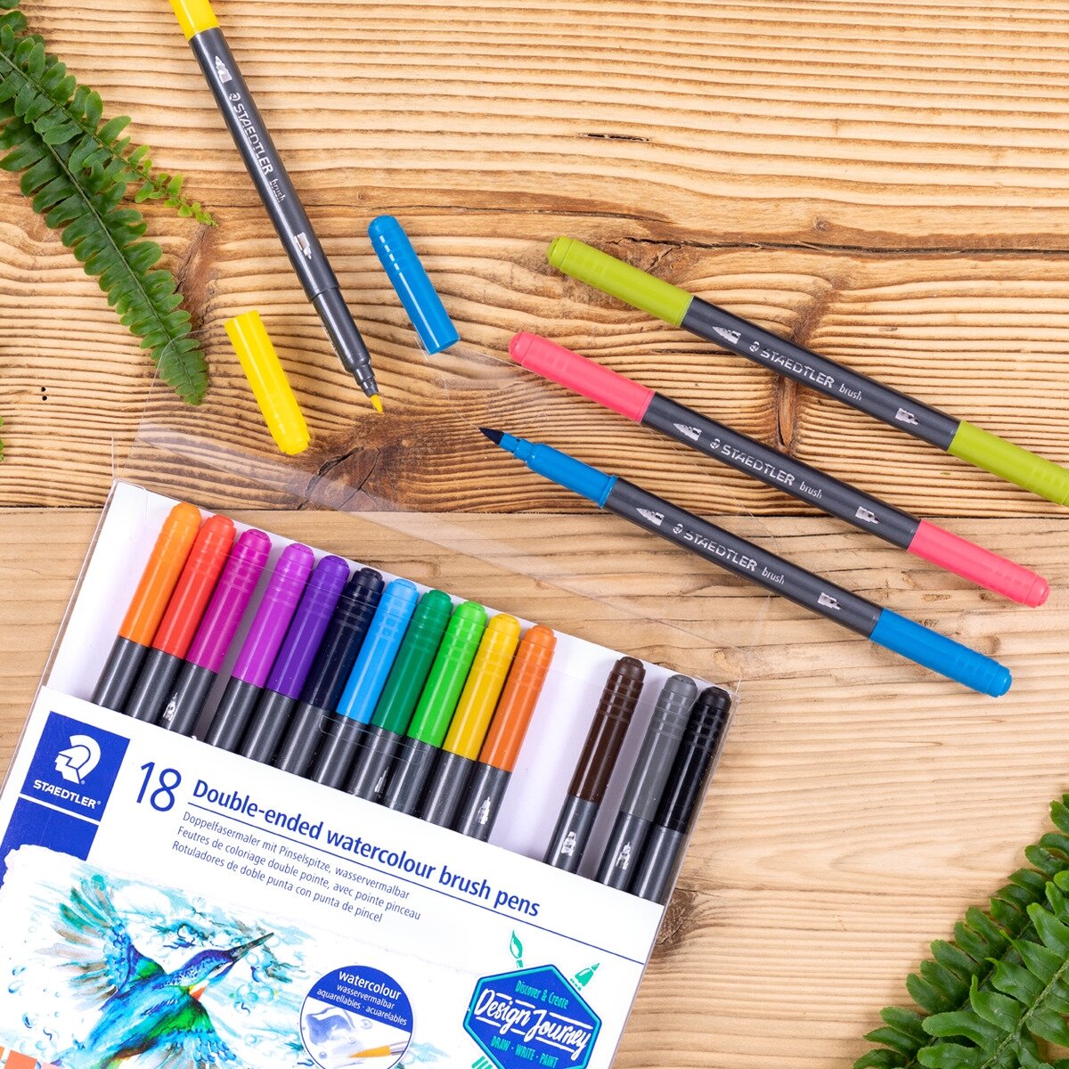 Flomasteriai STAEDTLER, dvipusiai, 18 vnt. 2