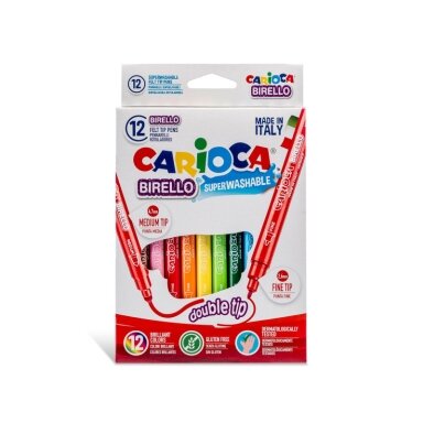 Flomasteriai CARIOCA BIRELLO, dvipusiai, 12 spalvų Flomasteriai CARIOCA BIRELLO, dvipusiai, 12 spalvų