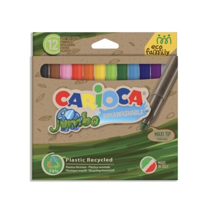 Flomasteriai CARIOCA JUMBO ECOFAMILY, 12 vnt. Flomasteriai CARIOCA JUMBO ECOFAMILY, 12 vnt.