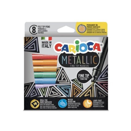 Flomasteriai CARIOCA Metallic FineMarkers, 8 vnt. Flomasteriai CARIOCA Metallic FineMarkers, 8 vnt.